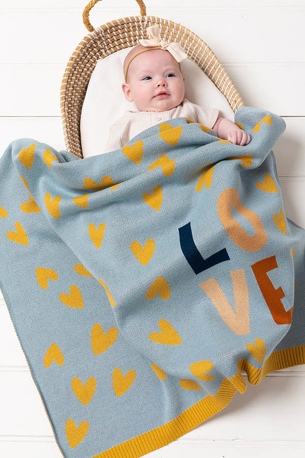 Jacob Little-Dulwich Hill-Love Heat Baby Blanket-Blue-Cotton