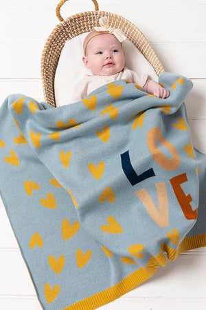 Jacob Little-Dulwich Hill-Love Heat Baby Blanket-Blue-Cotton