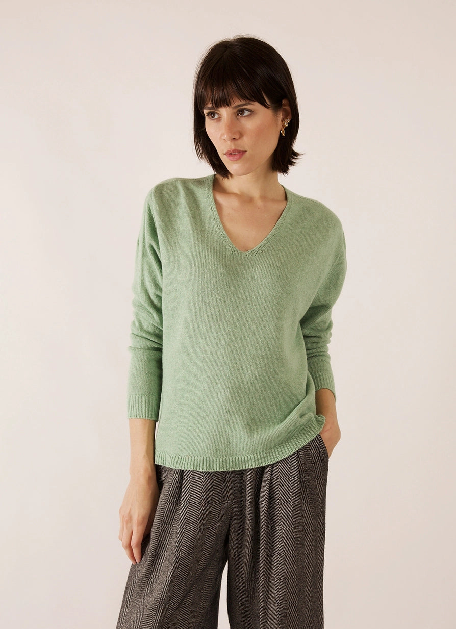 Valentina Italian Wool and Cashmere Jumper - Almond Green