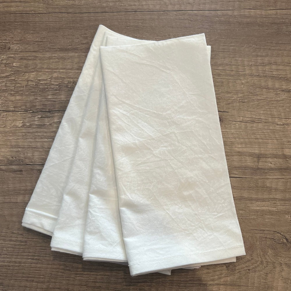 Jacinta Hand Block Printed Napkins-White on Cream