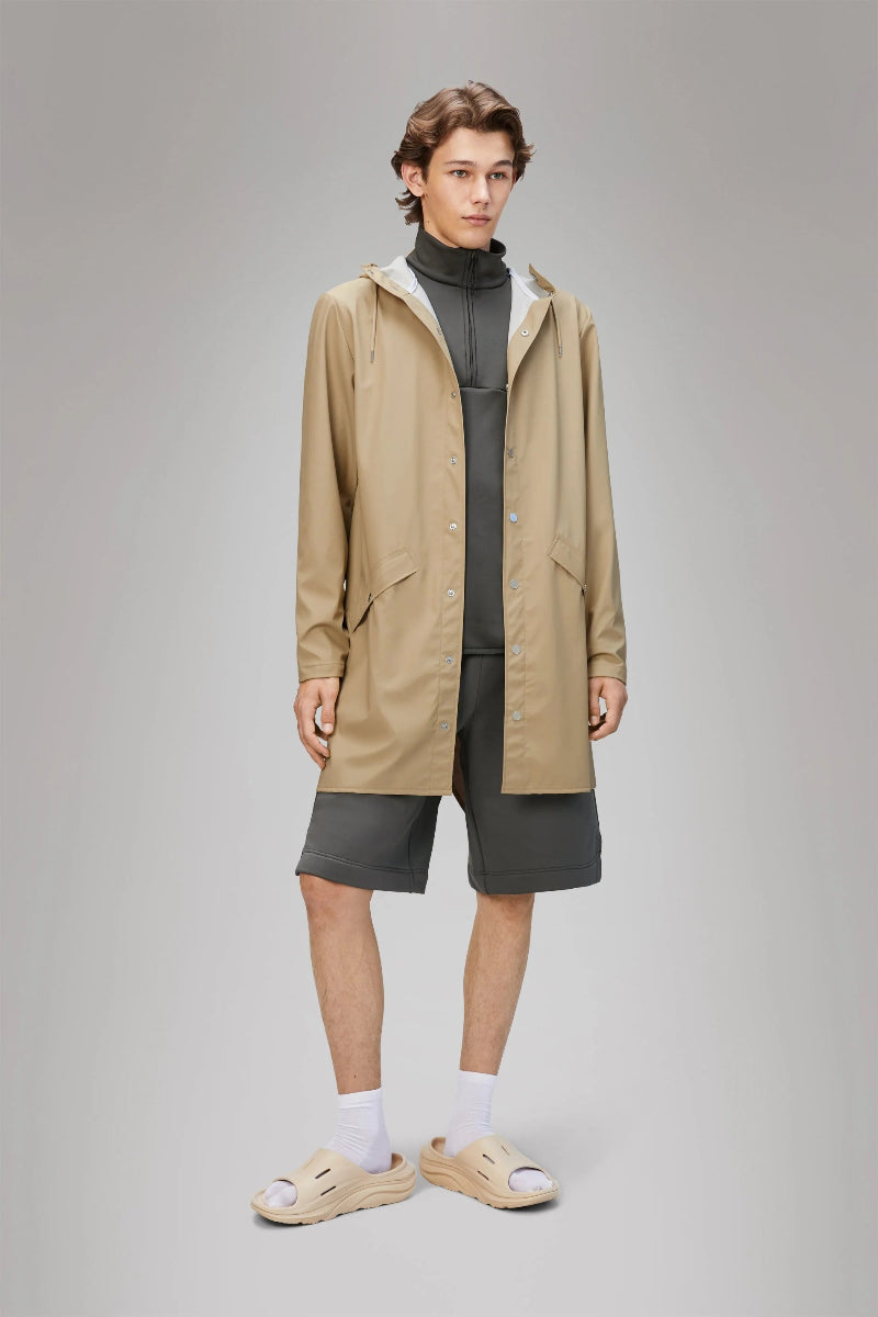 Rains Unisex Waterproof Long Jacket - Sand