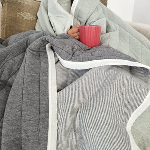Clara Reversible Cotton Quilt -Charcoal