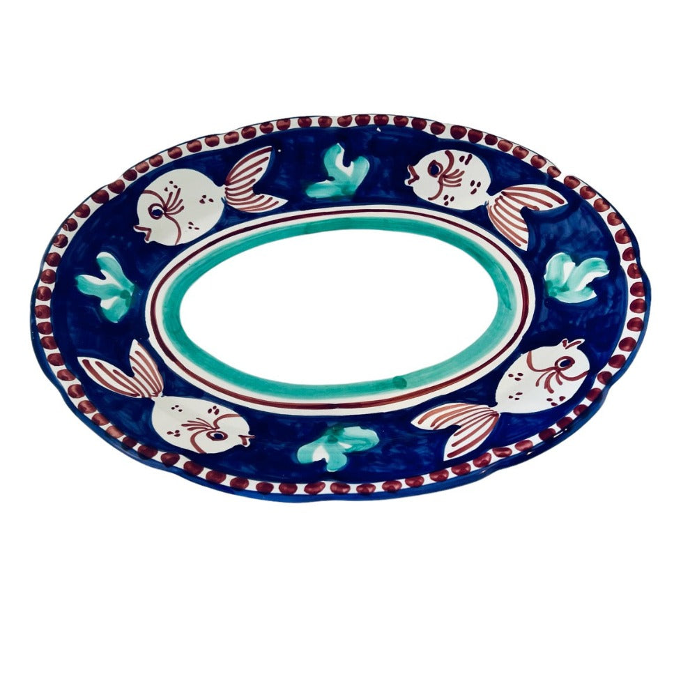 Pescara Hand-Painted Platter-Blue-Flat lay