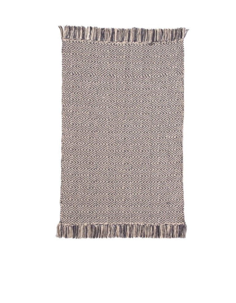 Carmen Indoor Doormat-Handwoven-Geometric Design-Flat Lay-Taupe