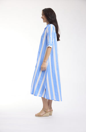 Lola Cotton Shirt Dress - Blue