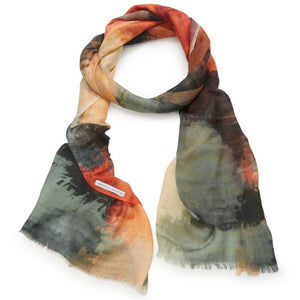 Giselle Merino wool scarf-Grey-Green-Orange