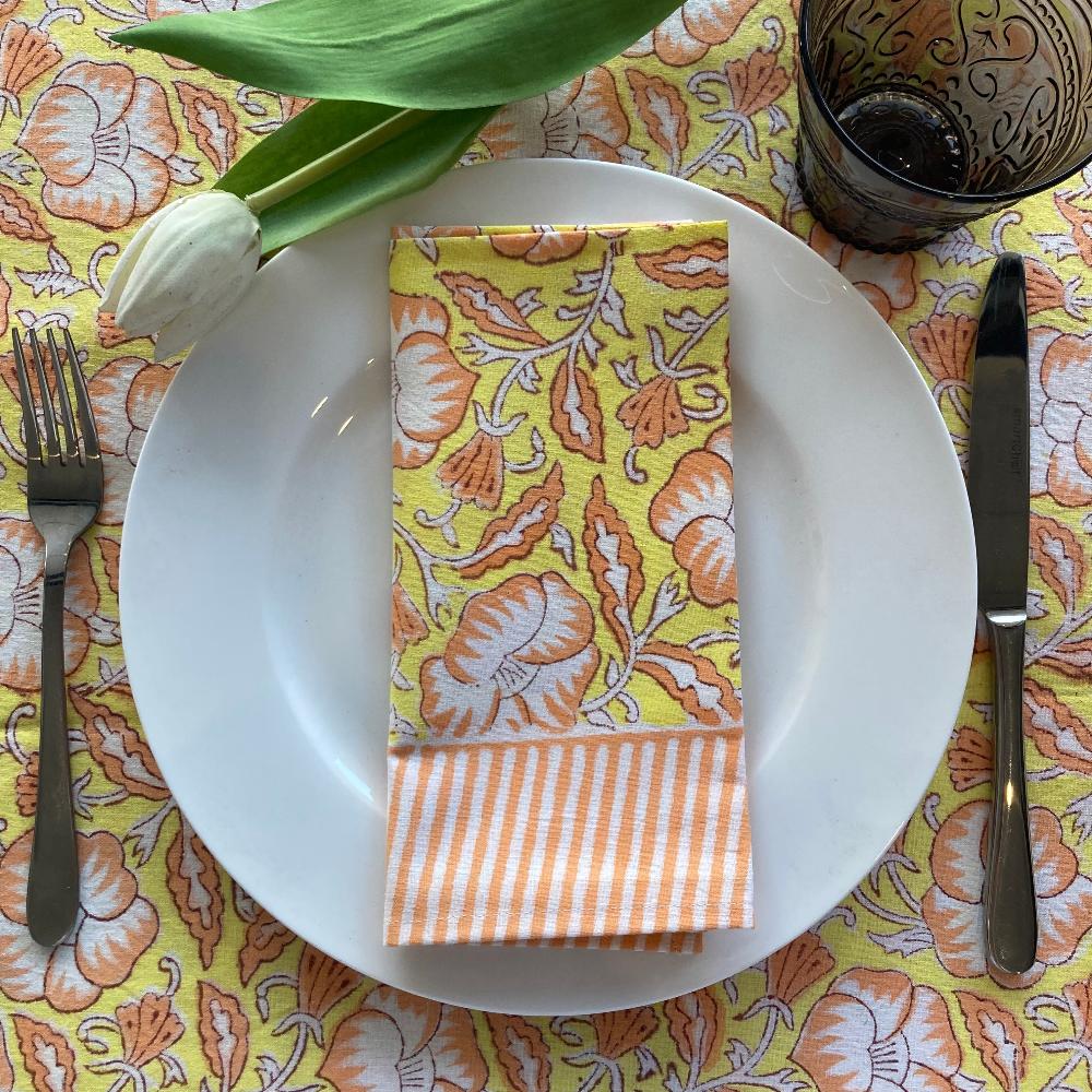 Ellie Hand Block Printed Tablecloth