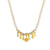Gold necklace with floral pendants on a white background