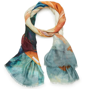 Felicity Merino Wool scarf-Blues-Greens-oranges