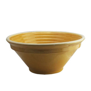 Spanish ceramic Bowl-Yellow-white rim-Spiral pattern inside