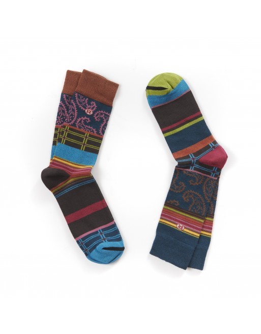 Colorful patterned socks on a white background