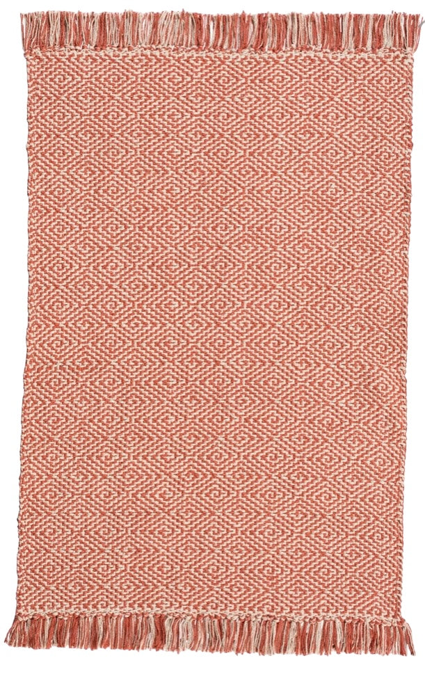 Carmen Indoor Doormat-Handwoven-Geometric Design-Flat Lay-Terracotta