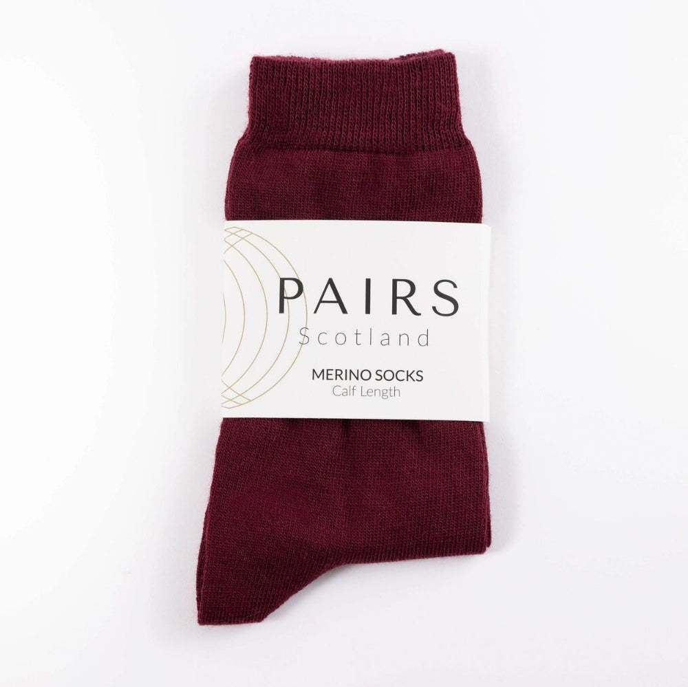 Pairs Scotland Merino Socks - Burgundy