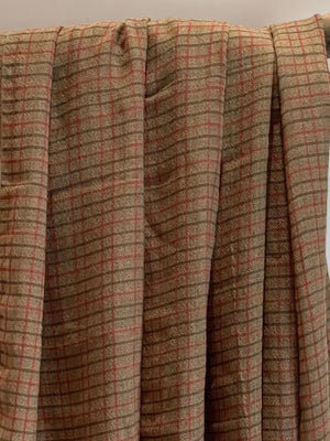 Briony Wool Blend Scarf-Window pane check-autumnal colours-Camel