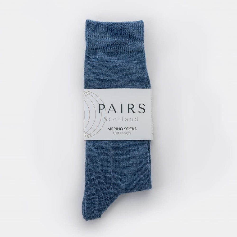 Pairs Scotland Merino Socks - Mid Blue