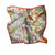Floral patterned scarf with orange border on a white background