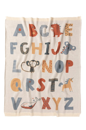 Jacob Little-Dulwich Hill-Aalphabet Baby Blanket-Multi Colour-Cotton