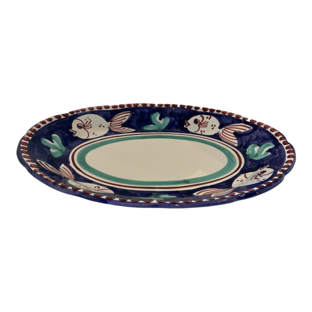Pescara Hand-Painted Platter-Blue-Flat lay