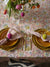 Pomegranate Hand Block Printed Tablecloth- Orange-Grey-Mustard-White-Intricate print of Pomegranate