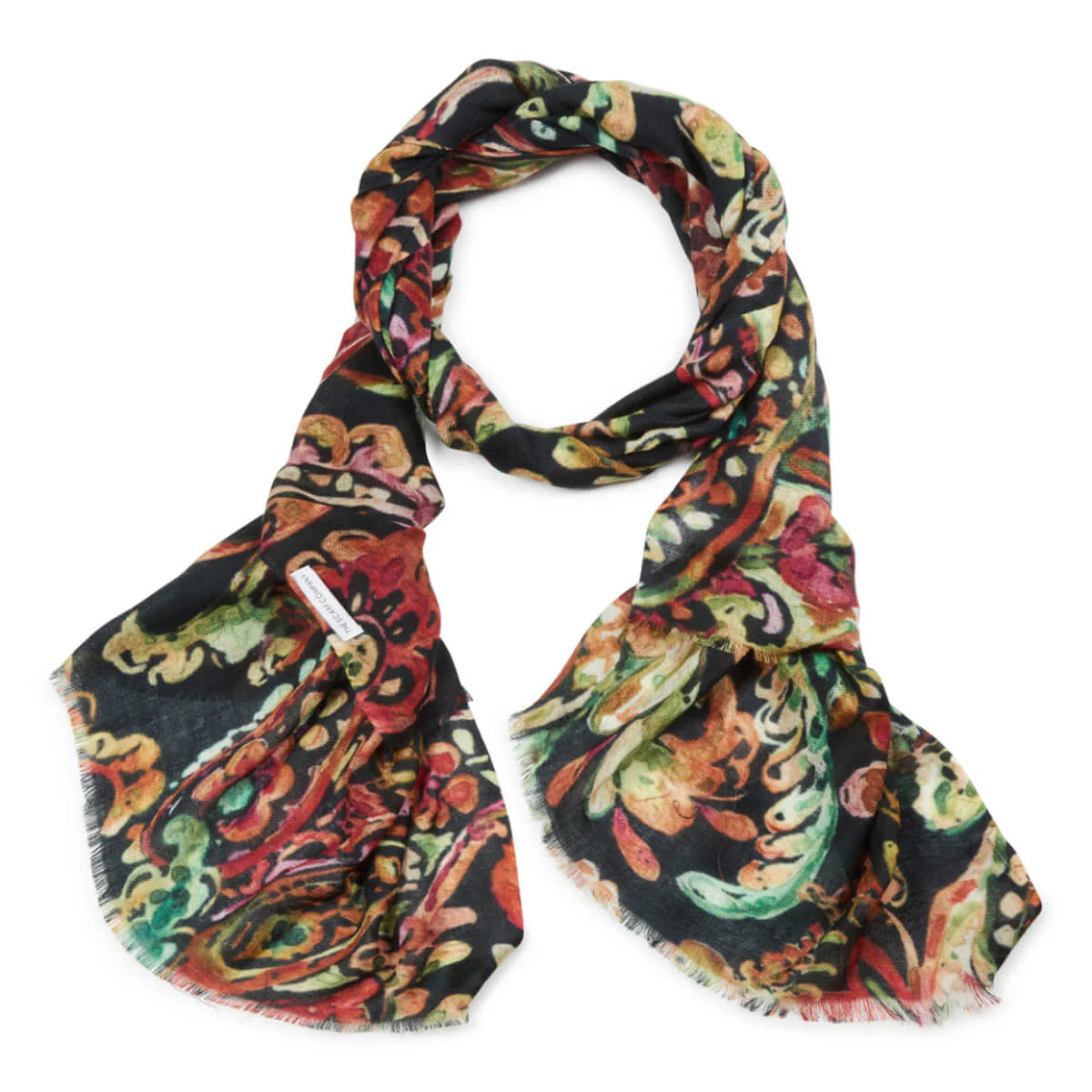 Colorful patterned scarf on a white background