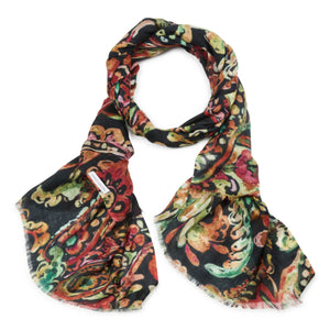 Colorful patterned scarf on a white background