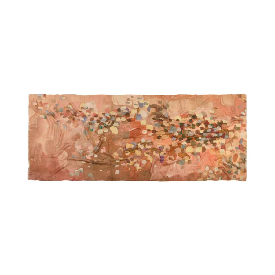 Multicolored scarf with abstract pattern on a white background