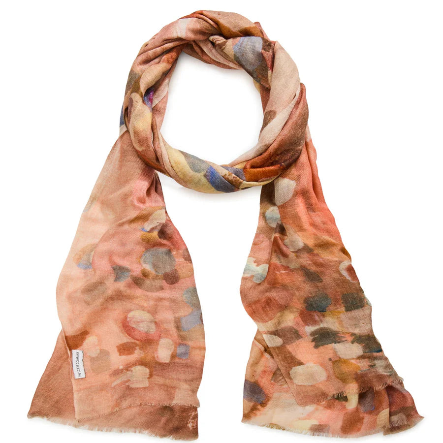 Multicolored scarf with abstract pattern on a white background