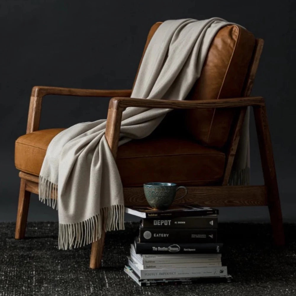 Jacob Little- Dulwich Hill-Loom Cashmere Merino Wool Throw-Putty