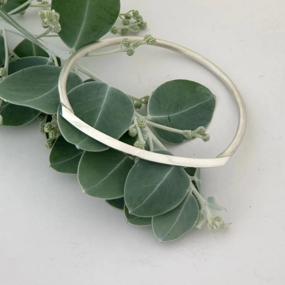 Jacob Little-Dulwich Hill-Square Curve Sterling Silver Bangle.- Pip Keane