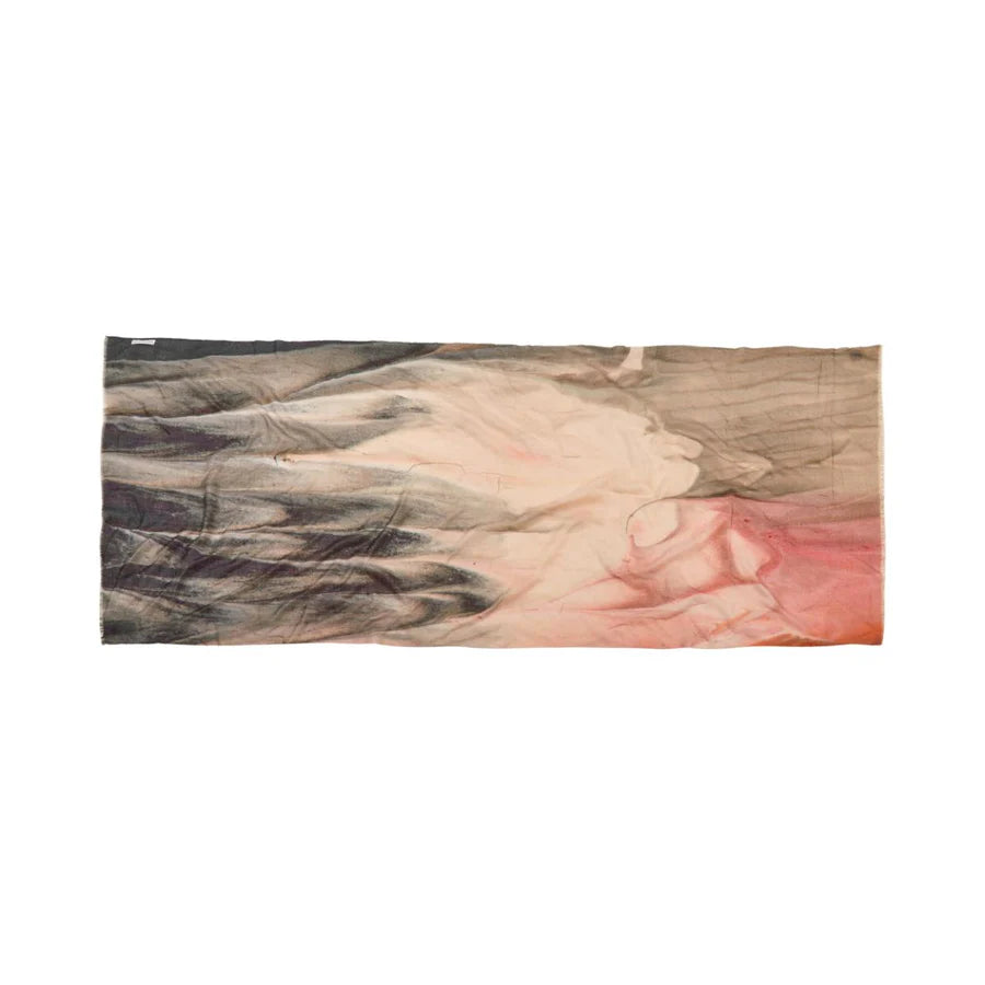 Multicolored scarf with gradient pattern on a white background