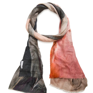 Multicolored scarf with gradient pattern on a white background