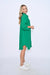 Oversize Linen Shirt Dress- Knee Length-Emerald Green