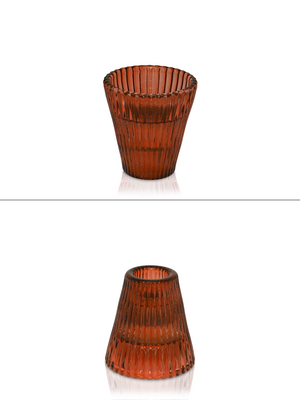 Jacob Little-Dulwich Hill-Cally Candle Holder-For Tealight or Dinner Candle-Ribbed Glass Effect-Amber