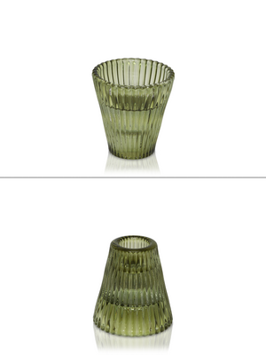 Jacob Little-Dulwich Hill-Cally Candle Holder-For Tealight or Dinner Candle-Ribbed Glass Effect-Green