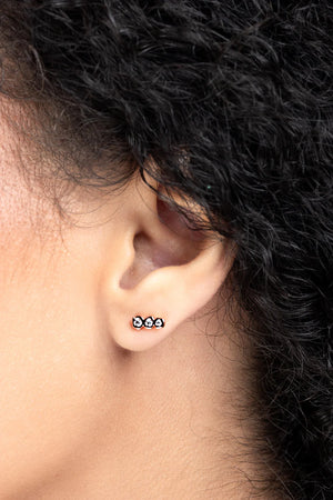 Liberte-Silver & Diamente Stud Earrings-on model -closeup