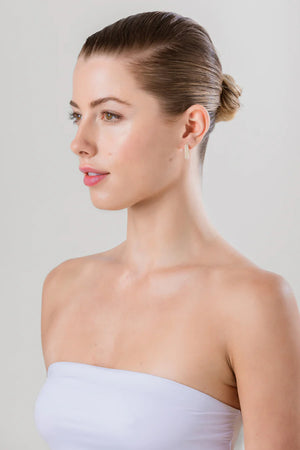 Liberte Marigold Gold Pearl earring-Small Hoop-On Model