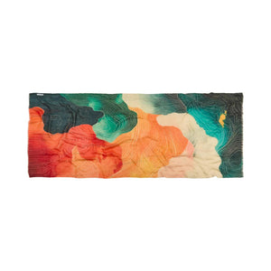 Colorful abstract patterned scarf on a white background
