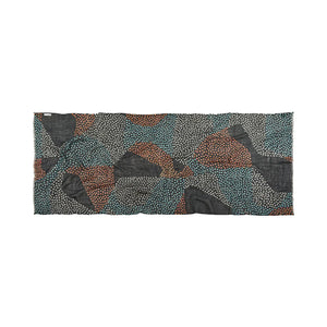 Textile scarf with geometric pattern on a white background
