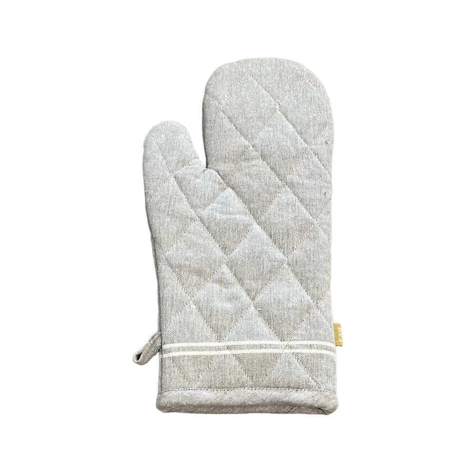 Bistro Oven Glove-Recycled Cotton-Natural with white stripes