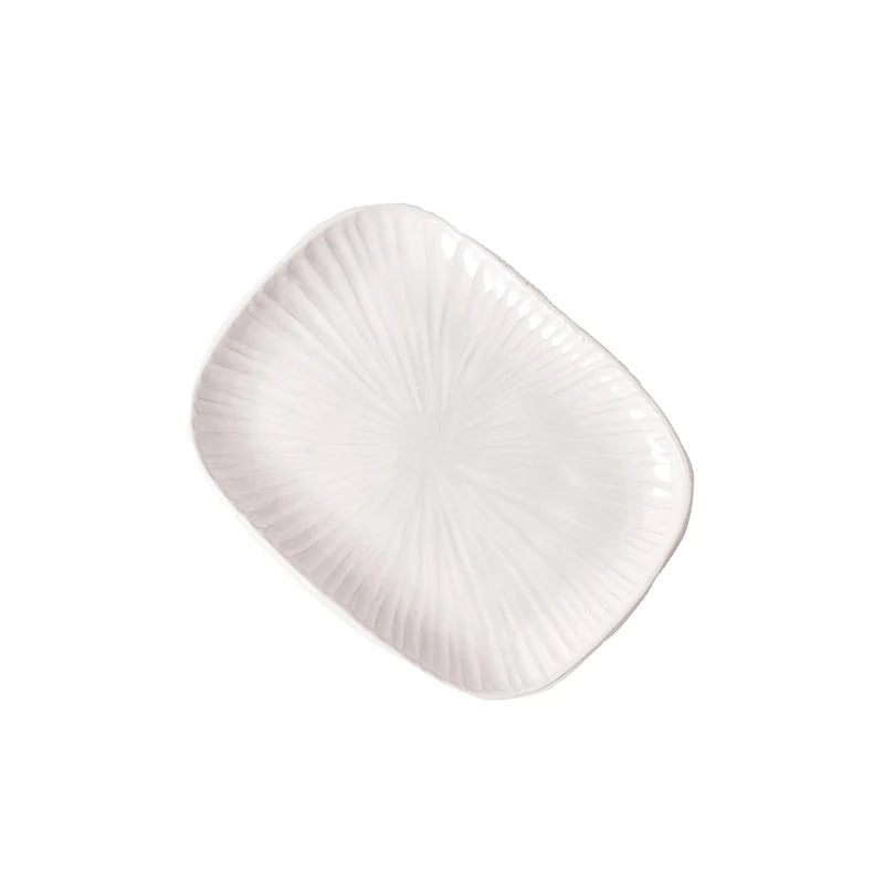 Fior di Loto-Small Rectangular platter-Antique White-Stoneware-|Made in Italy