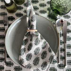 Jacob Little-Dulwich Hill-Delphine Tablecloth-Green-White-Hand Block Print-Cotton