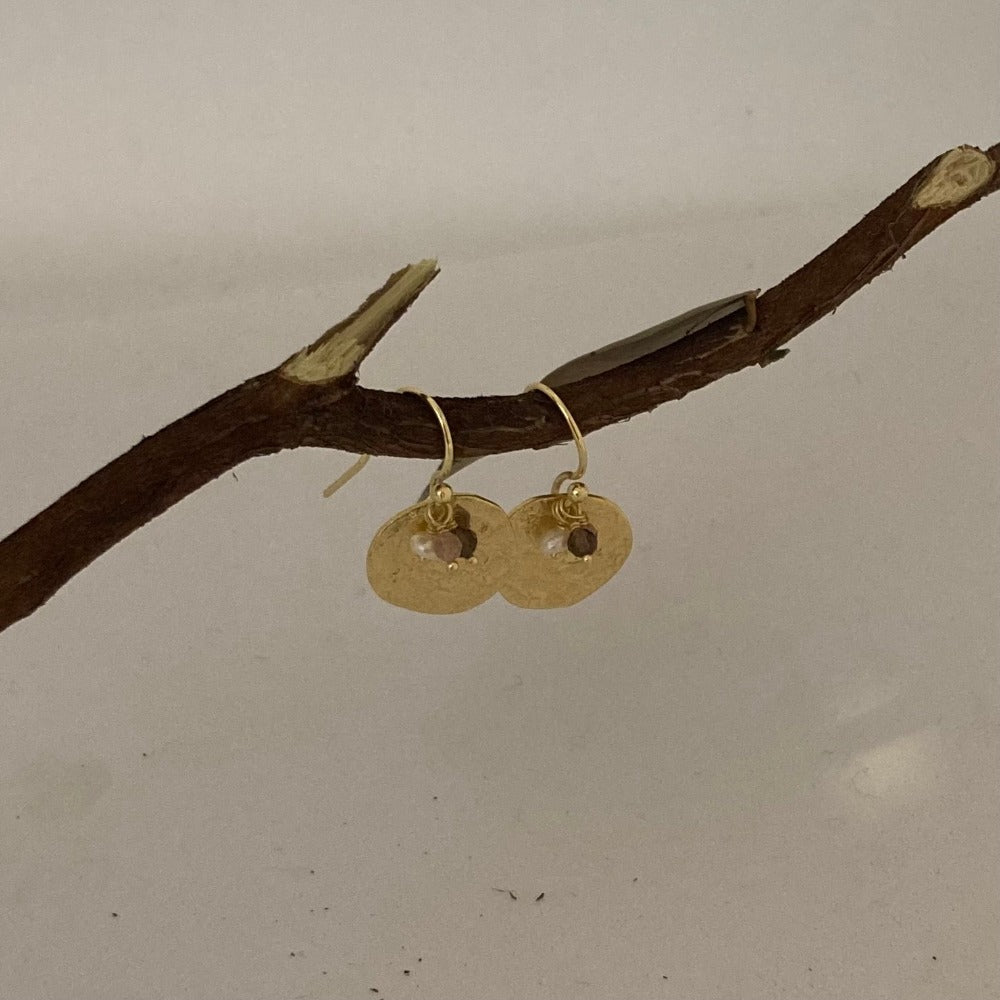 Clarissa Earrings-Amethyst-Pearl-Semi Precious Stone-Gold Plated