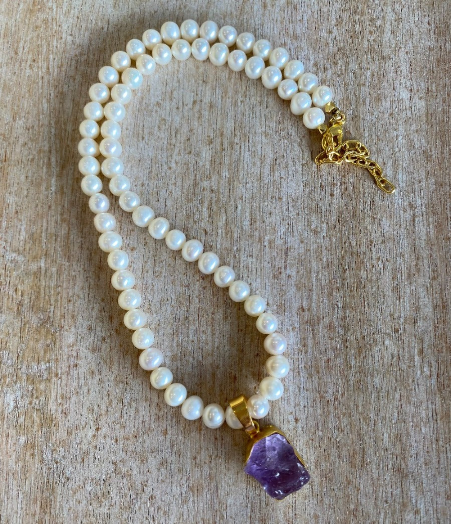 Jacob Little-Dulwich Hill-Freshwater Pearl Necklace-Semi-Precious Amethyst