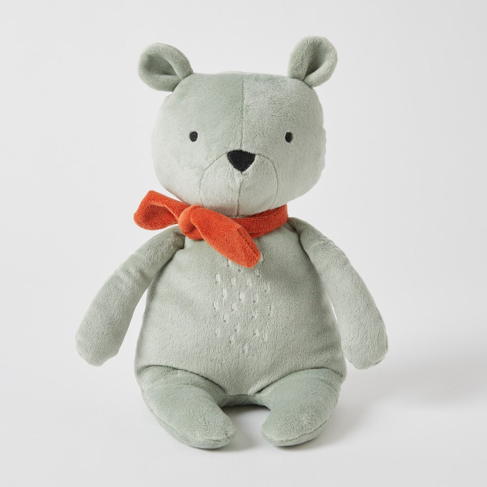 Bobby the Bear-Pale grey Velour- orange scarf