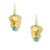 Lana Earrings-Gold discs i a bunch with a faceted turquiose bead at the bottom