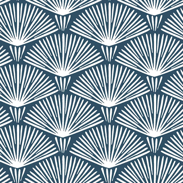 Kabuki Tablecloth-Stain resistant-Japanese Inspired navy and white design-On table