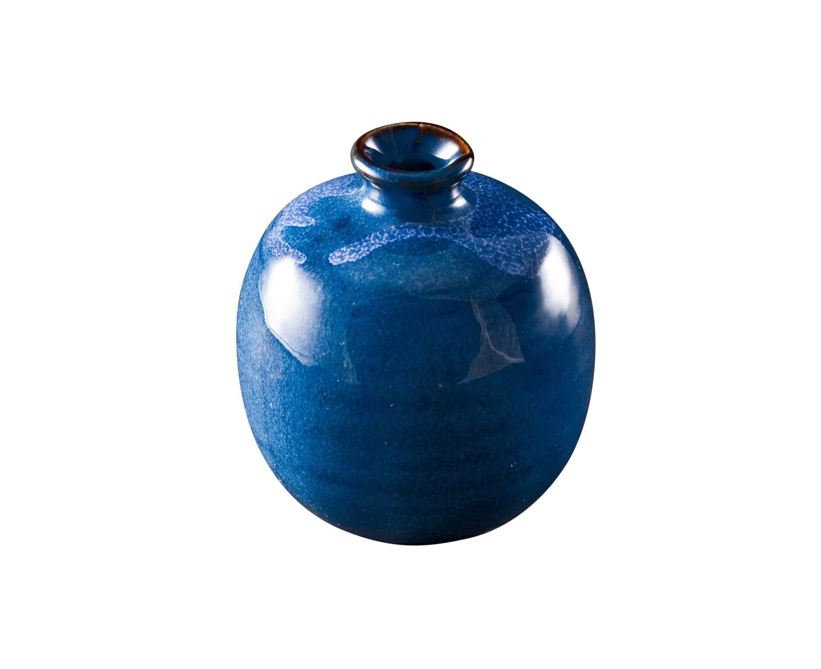 Blue ceramic vase on a white background