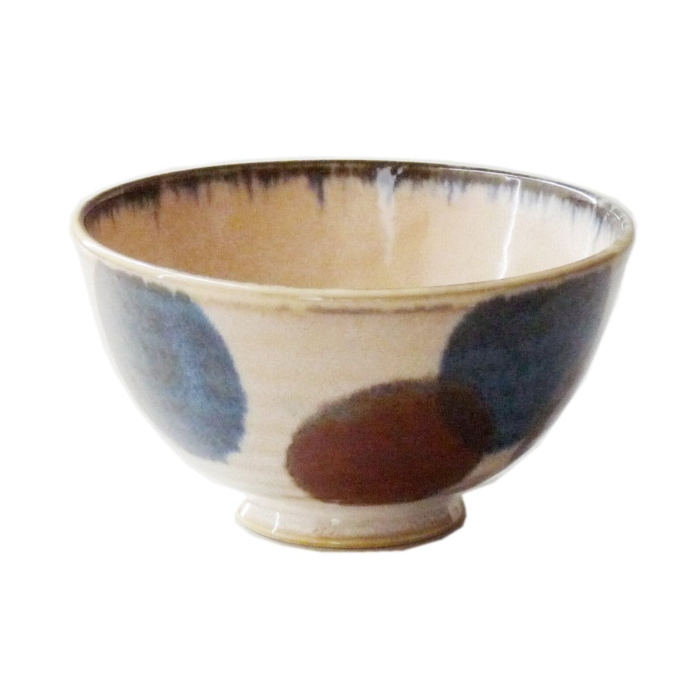 Japanese bowl-cream brown & blue