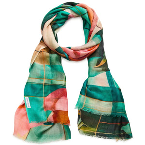 Colorful plaid scarf on a white background