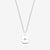 Silver necklace with a square pendant on a white background